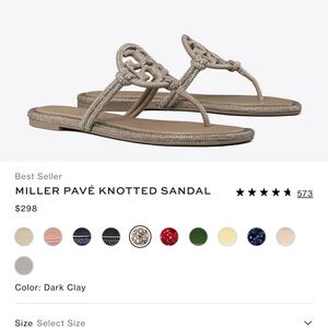 Tory Burch Miller Pavé Knotted Sandal in Dark Clay